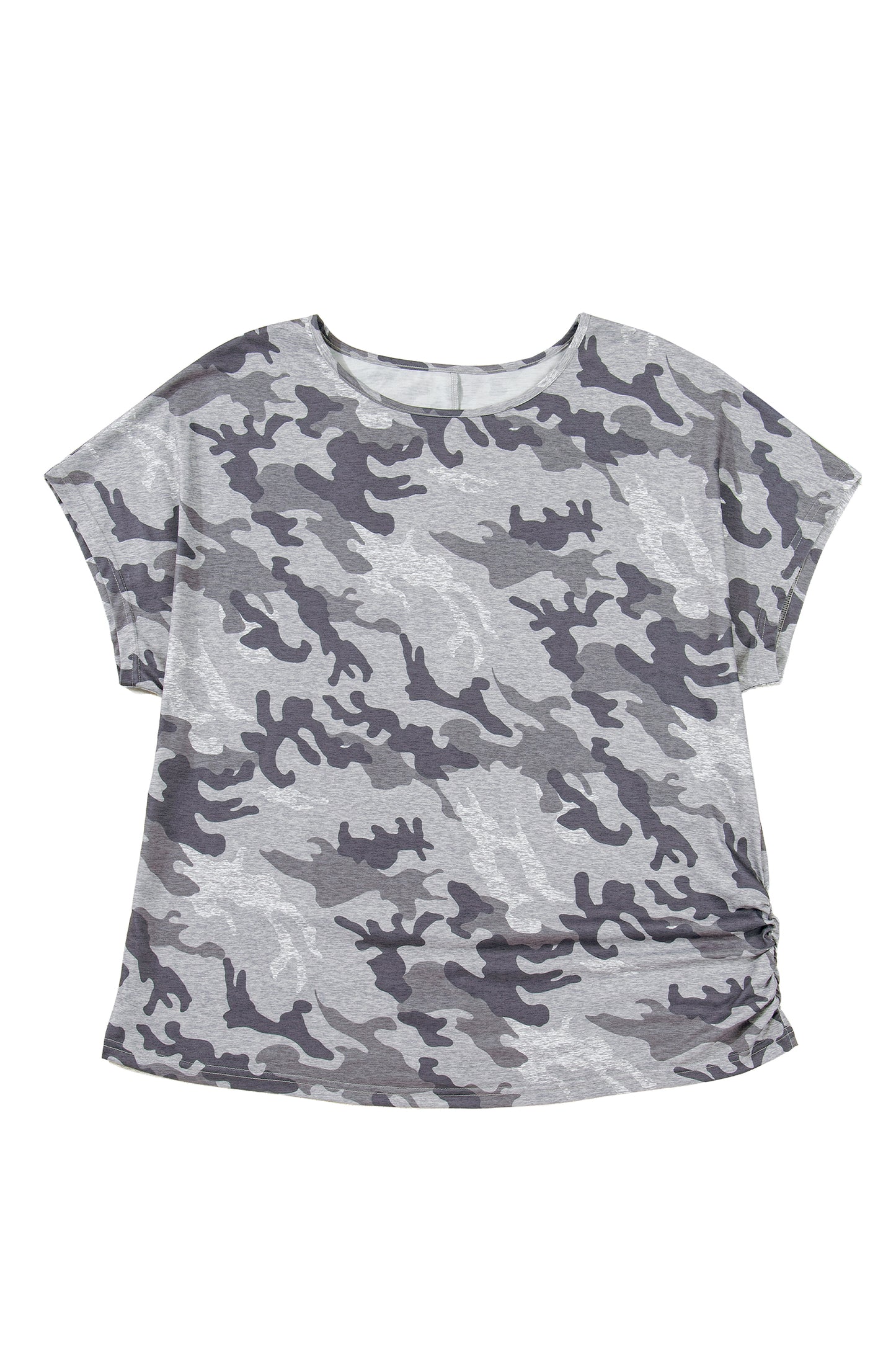 Gray Plus Size Camo Print Casual T Shirt - Snoopy's Closet