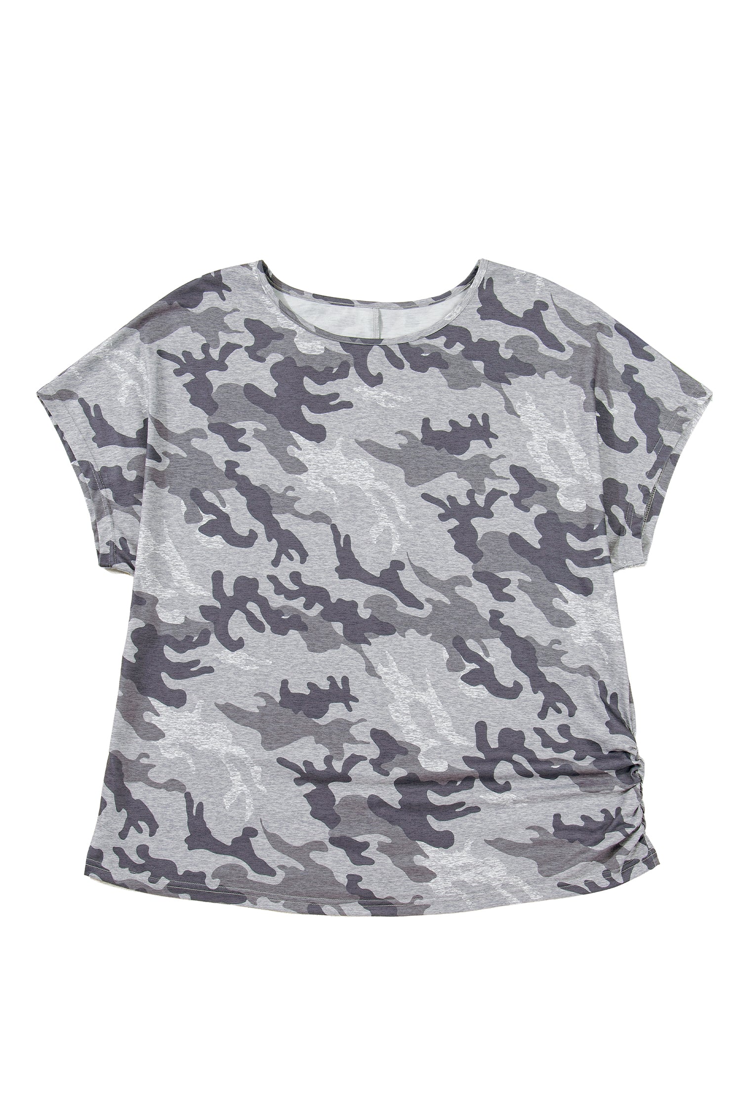 Gray Plus Size Camo Print Casual T Shirt - Snoopy's Closet
