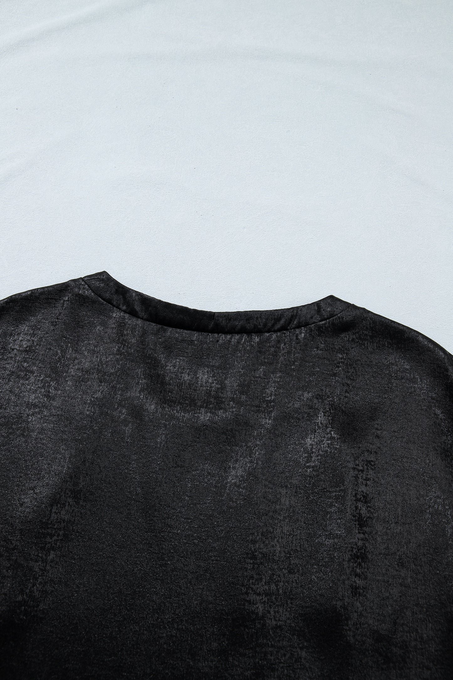 Black Metallic Round Neck Cap Sleeve Tee - Snoopy's Closet