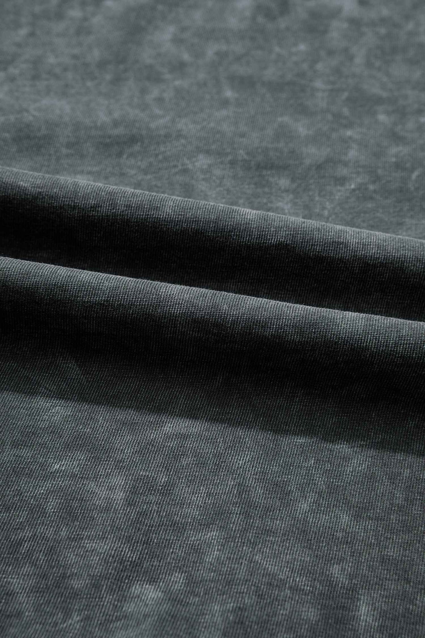 Dark Grey Solid Color Cotton Mineral Washed Oversize Tee