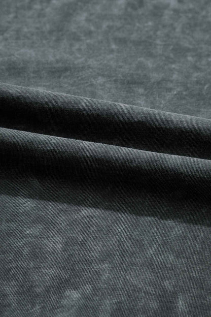 Dark Grey Solid Color Cotton Mineral Washed Oversize Tee