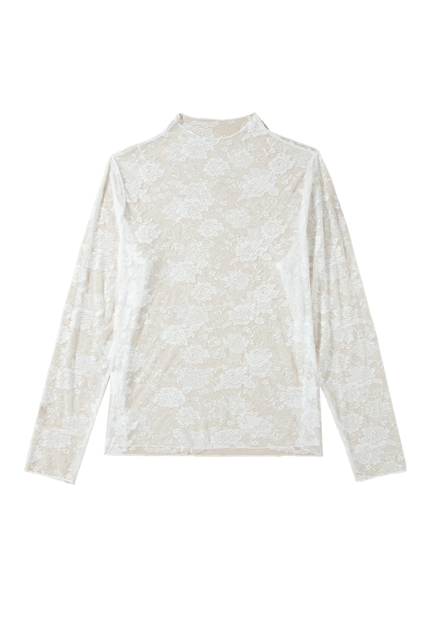 White Plus Size Floral Mesh Long Sleeve Top - Snoopy's Closet