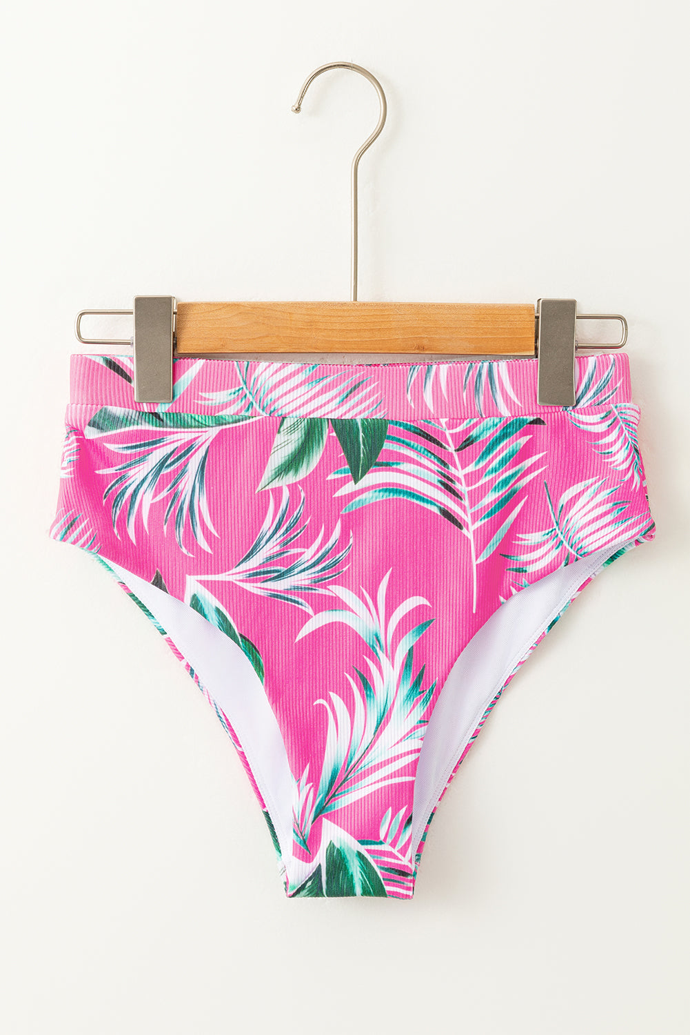 Rose Tropical Print Textured Bikini Bottoms - Snoopy's Closet