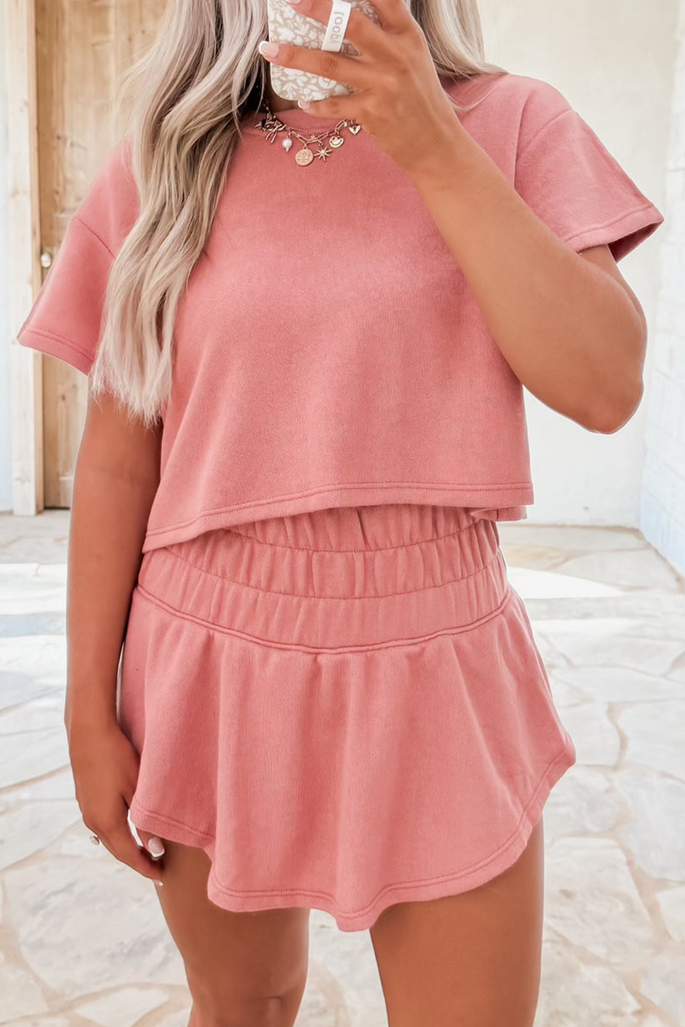 Black 2pcs Cropped Tee and Ruffle High Waist Skort Set - Snoopy's Closet