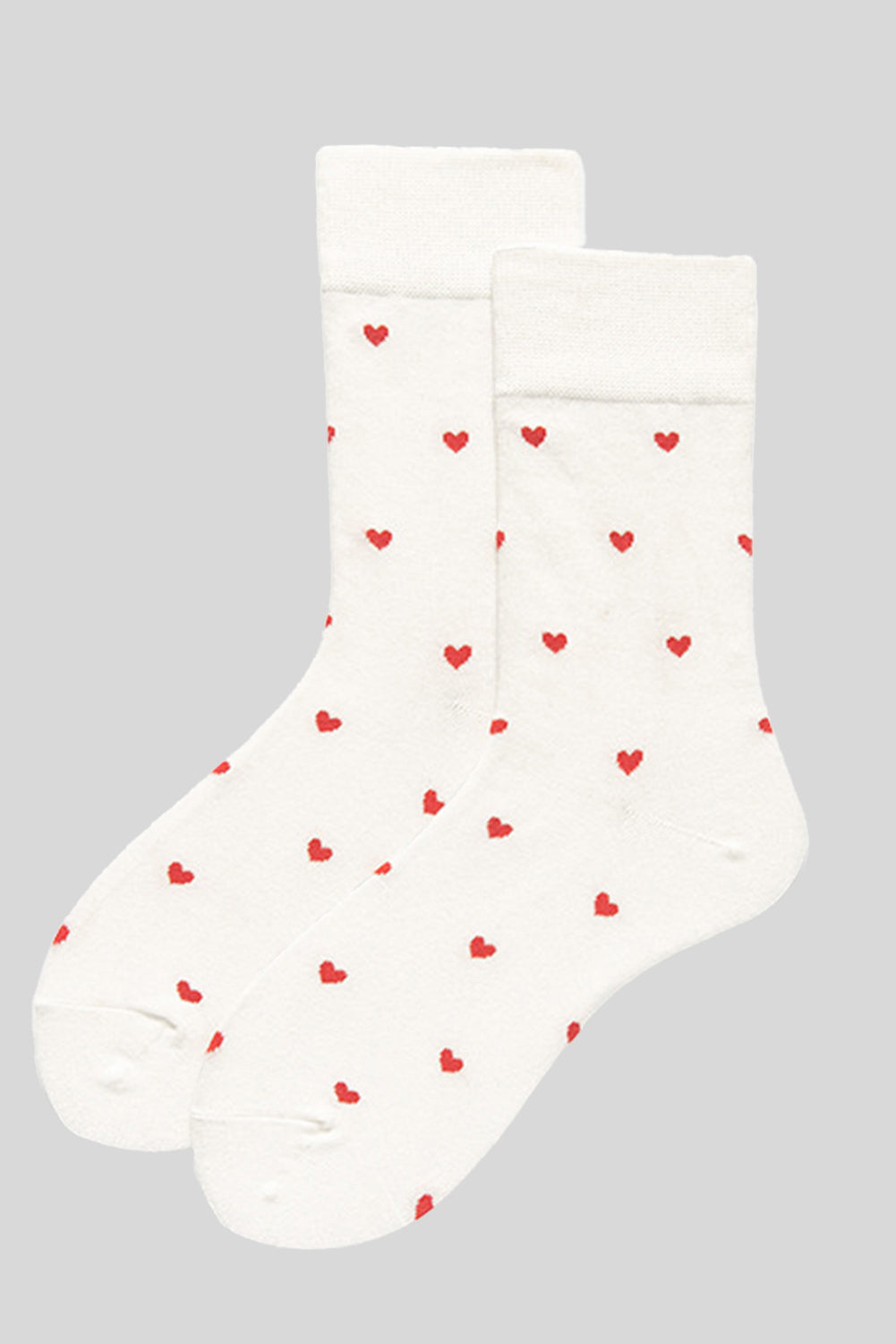 White Valentines Heart Pattern Crew Socks - Snoopy's Closet