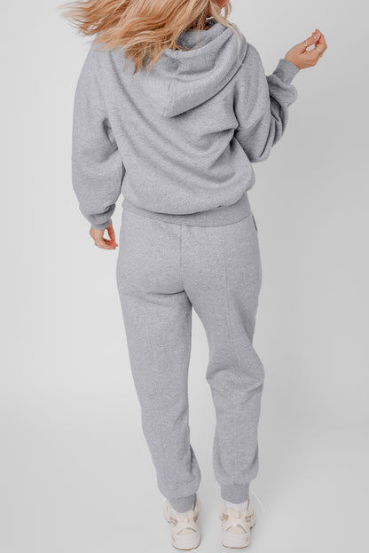 Gray Solid Exposed Seams Hoodie and Joggers Activewear Set - Snoopy's Closet