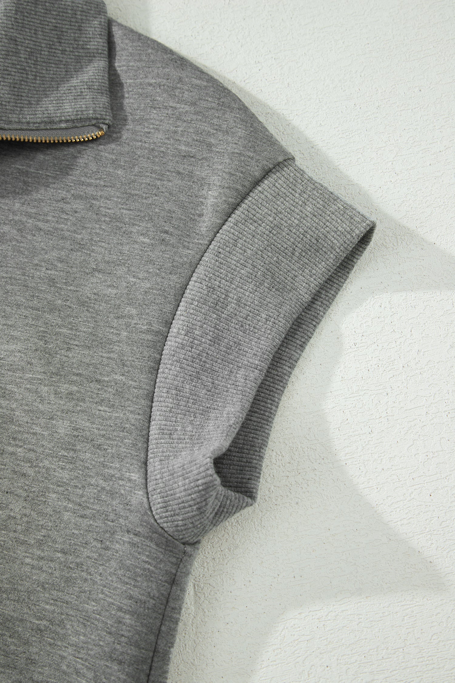 Gray Half Zip Polo Tee Casual Pant Set - Snoopy's Closet