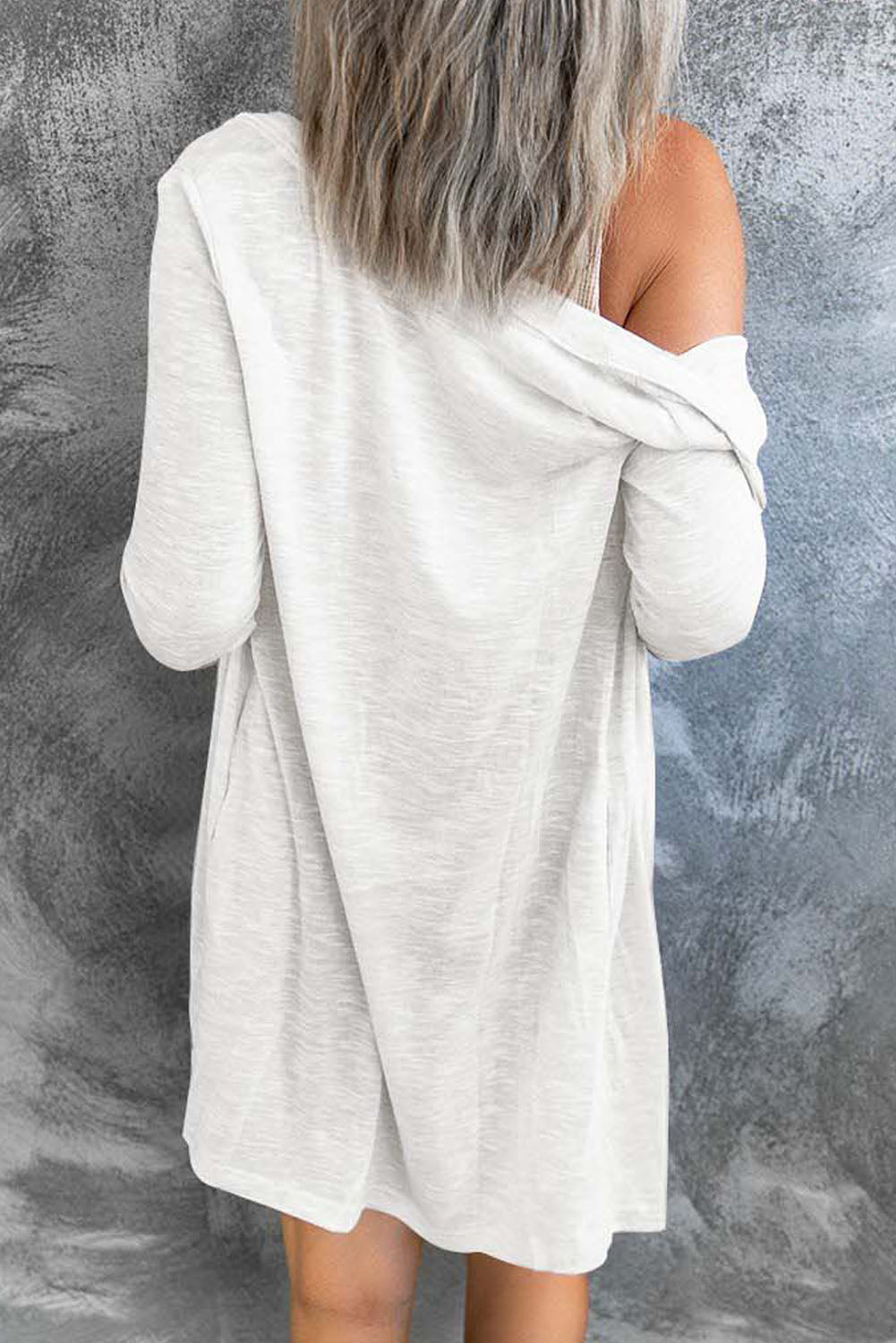 White Solid Color Open-Front Buttons Cardigan - Snoopy's Closet