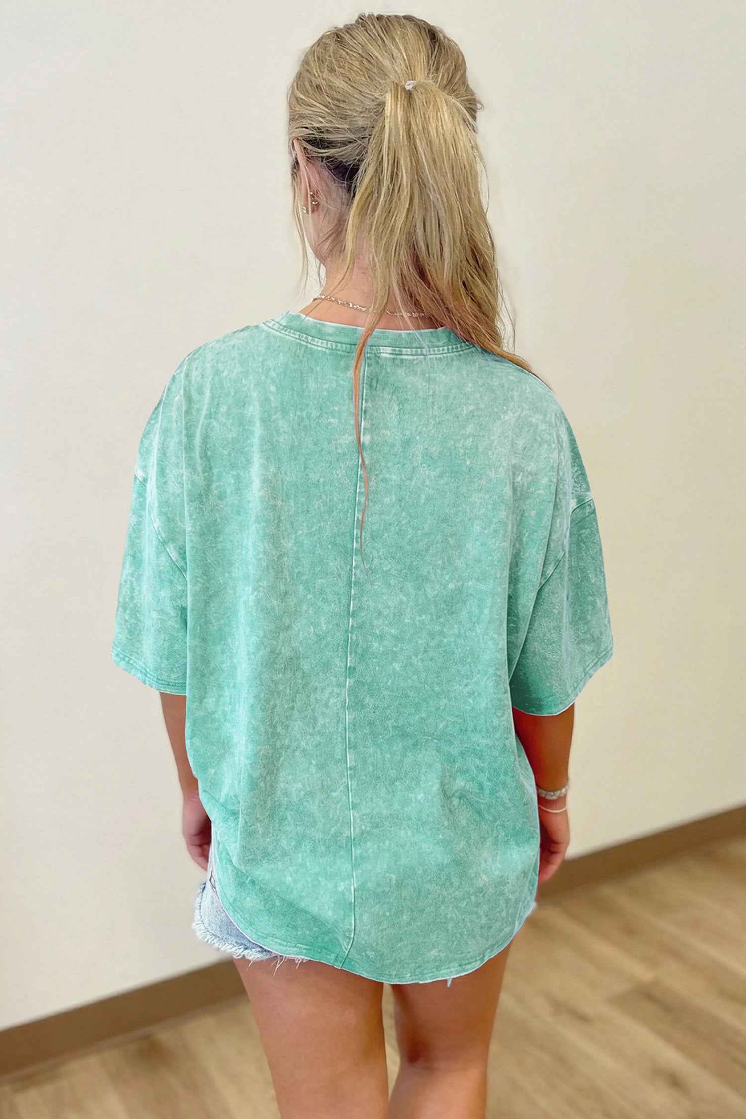 Dark Grey Solid Color Cotton Mineral Washed Oversize Tee