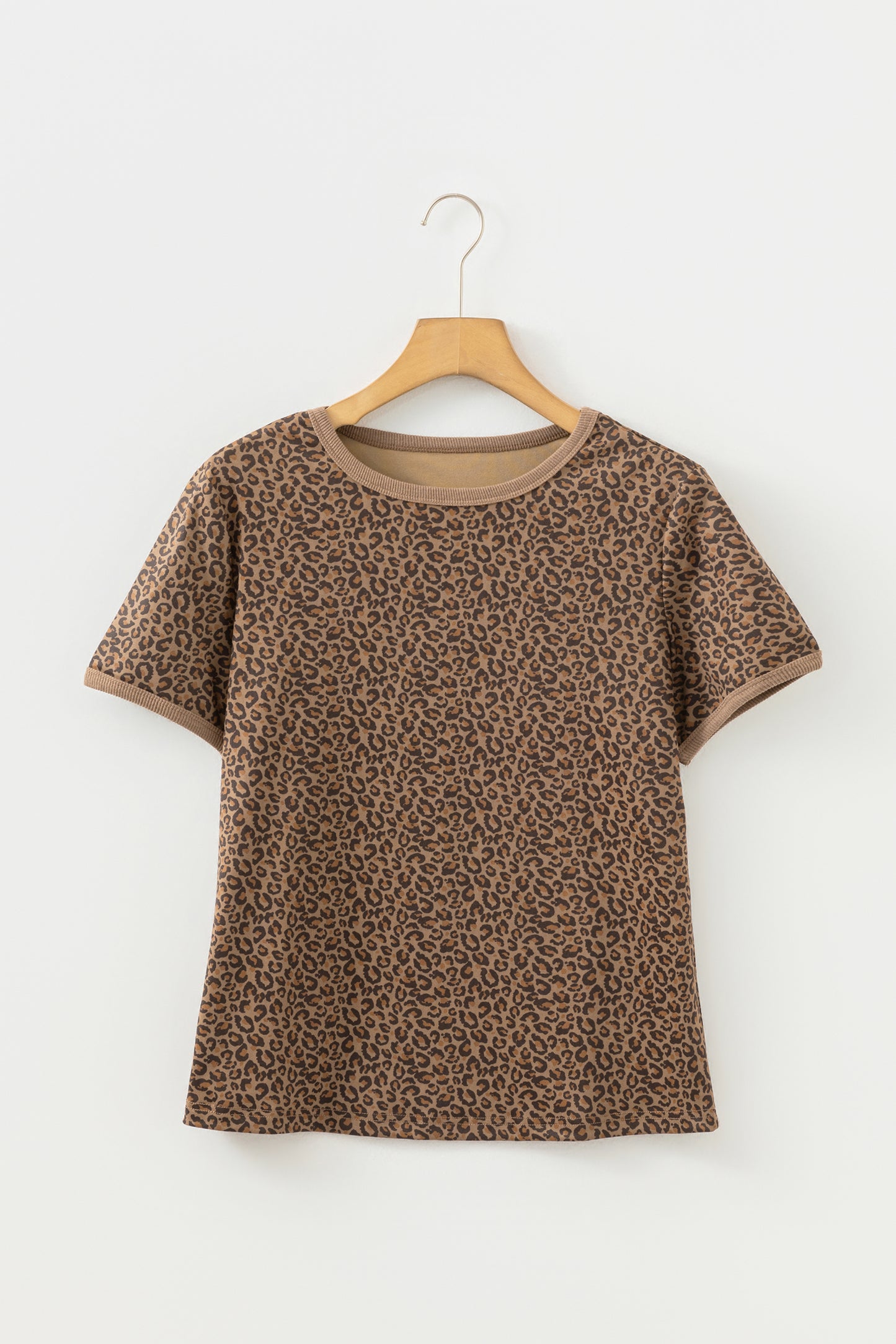 Khaki Fierce Leopard Crew Neck T Shirt - Snoopy's Closet
