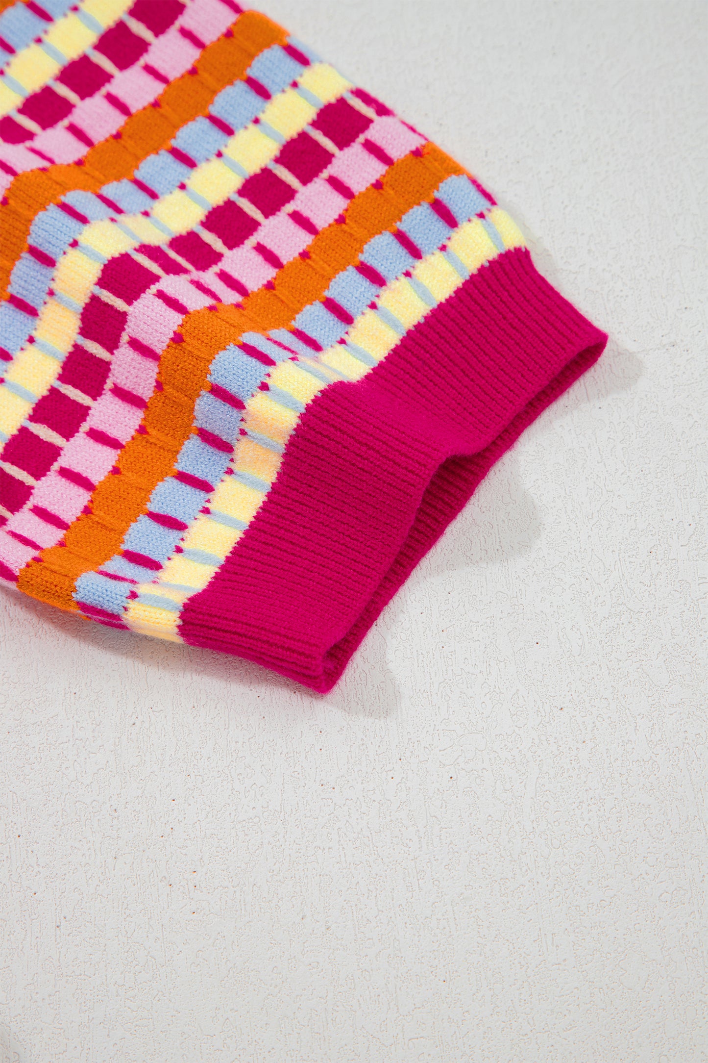 Orange Abstract Striped Knit Short Sleeve Sweater - Snoopy's Closet