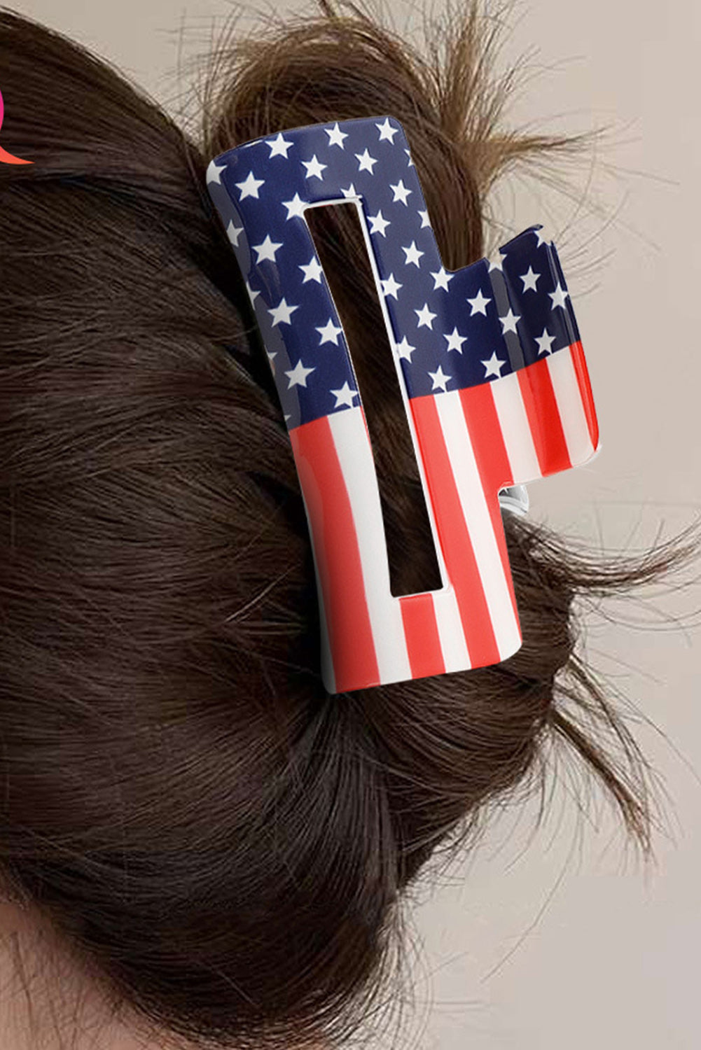 Dark Blue American Flag Print Square Claw Clip - Snoopy's Closet