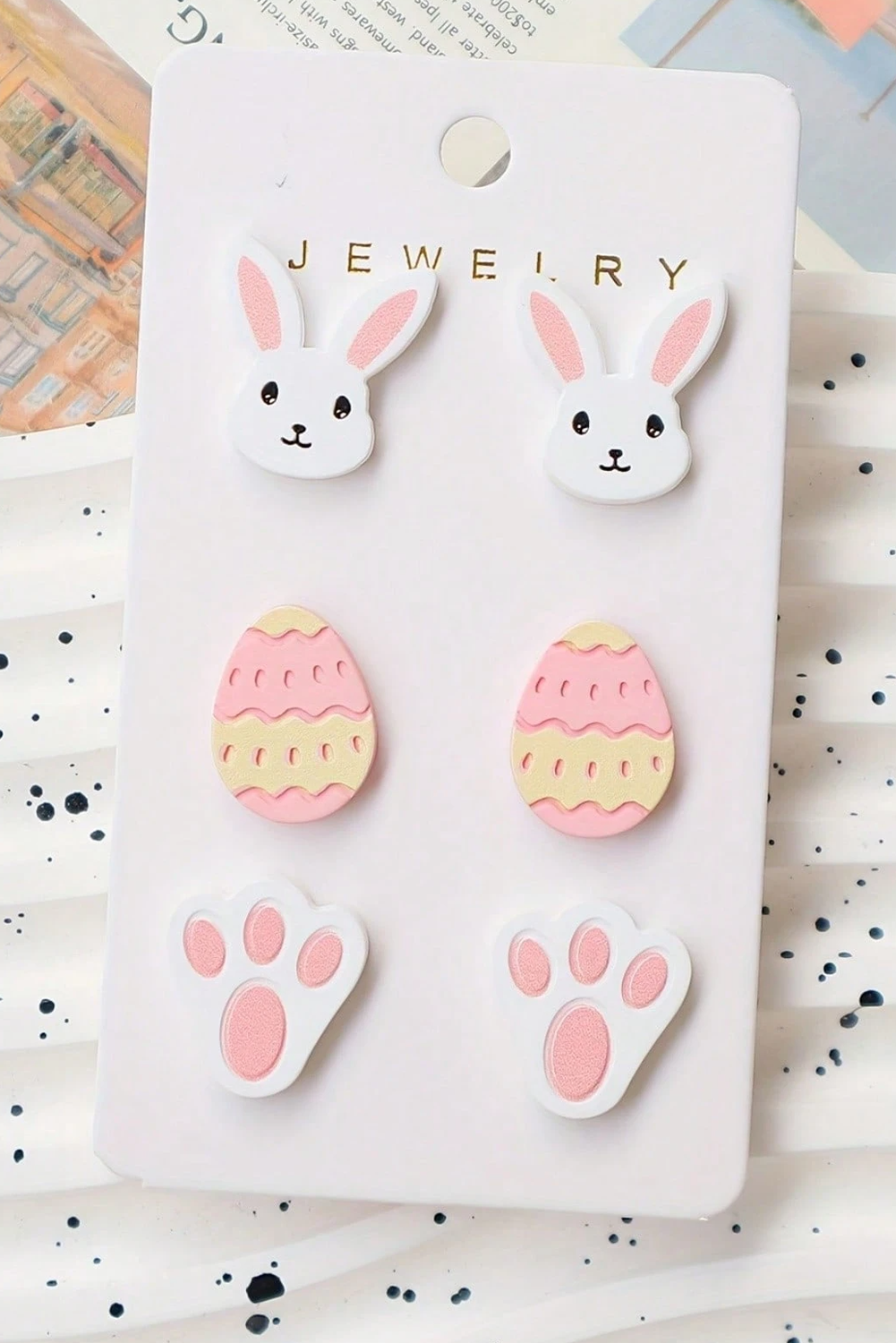 Pink Happy Easter Day Cute Earrings - Snoopy's Closet