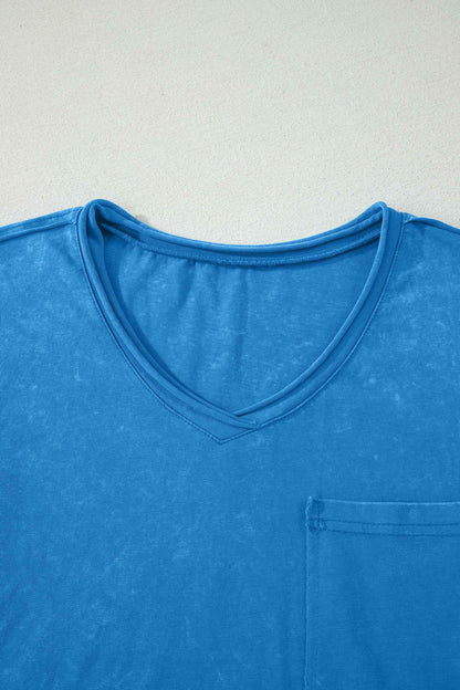 Blue Cotton Mineral Wash T Shirt