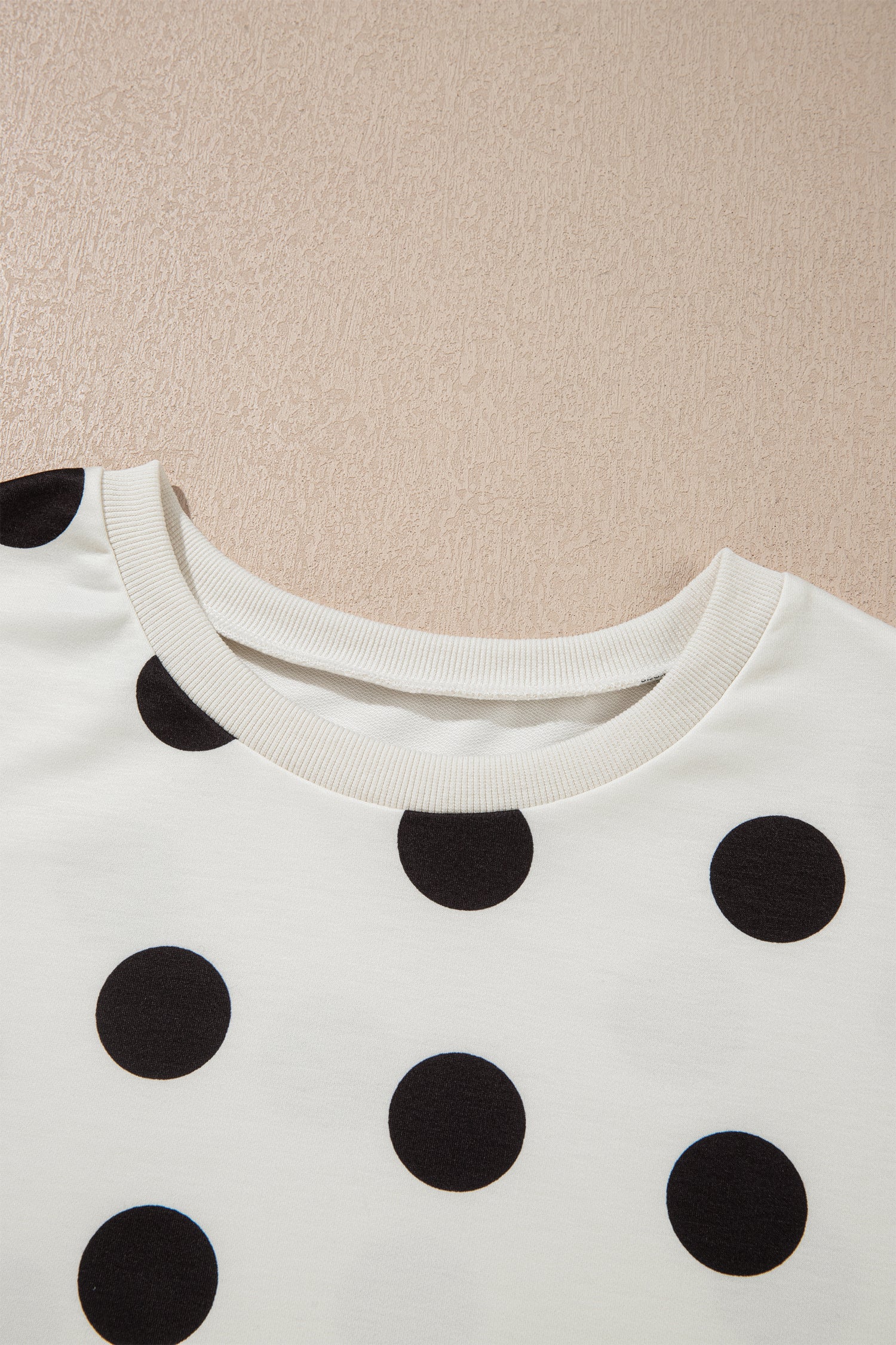 Black Polka Dot Print Loose Tee Drawstring Elastic Waist Short Set - Snoopy's Closet
