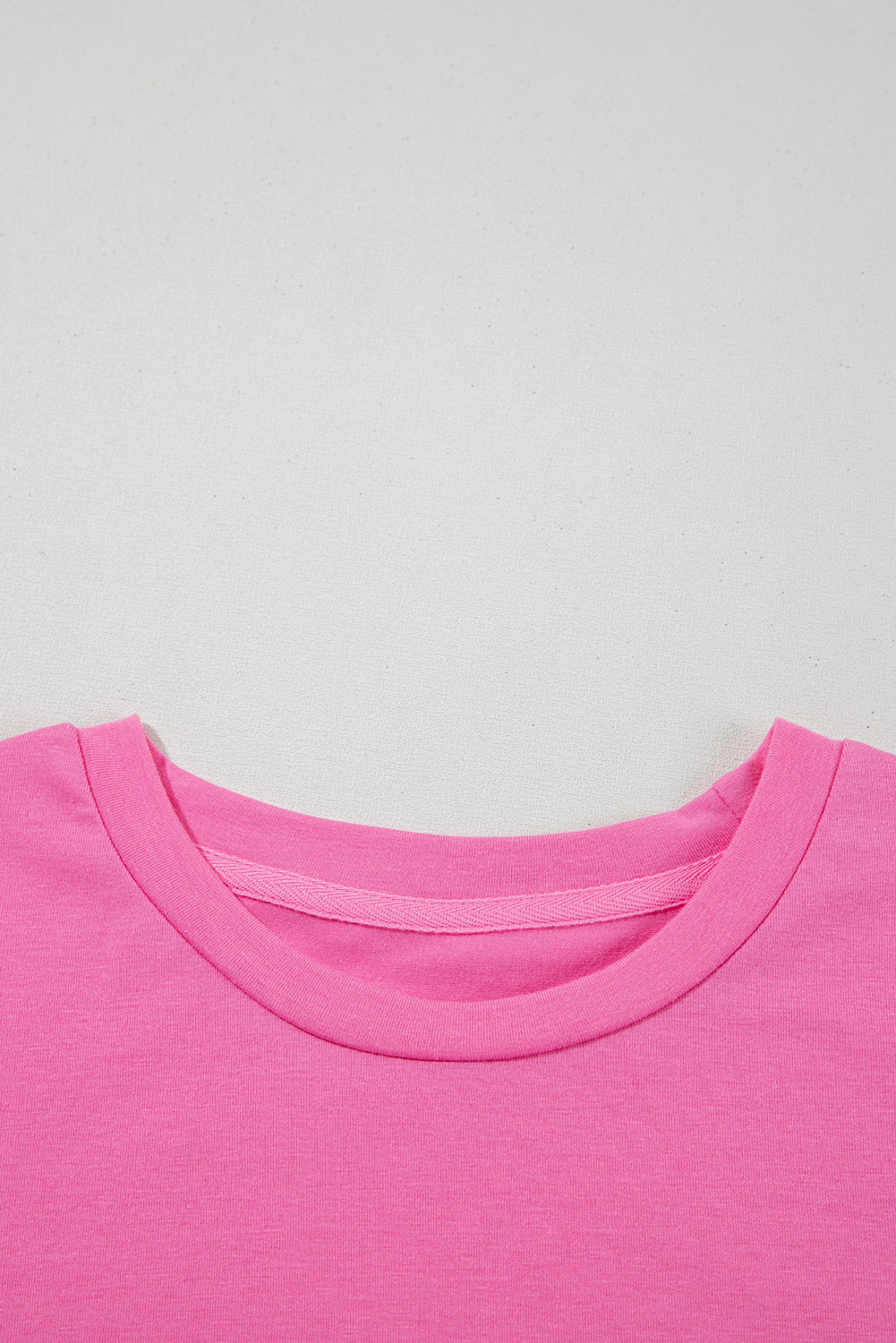 Sachet Pink Bright Casual Plain Crew Neck Tee - Snoopy's Closet