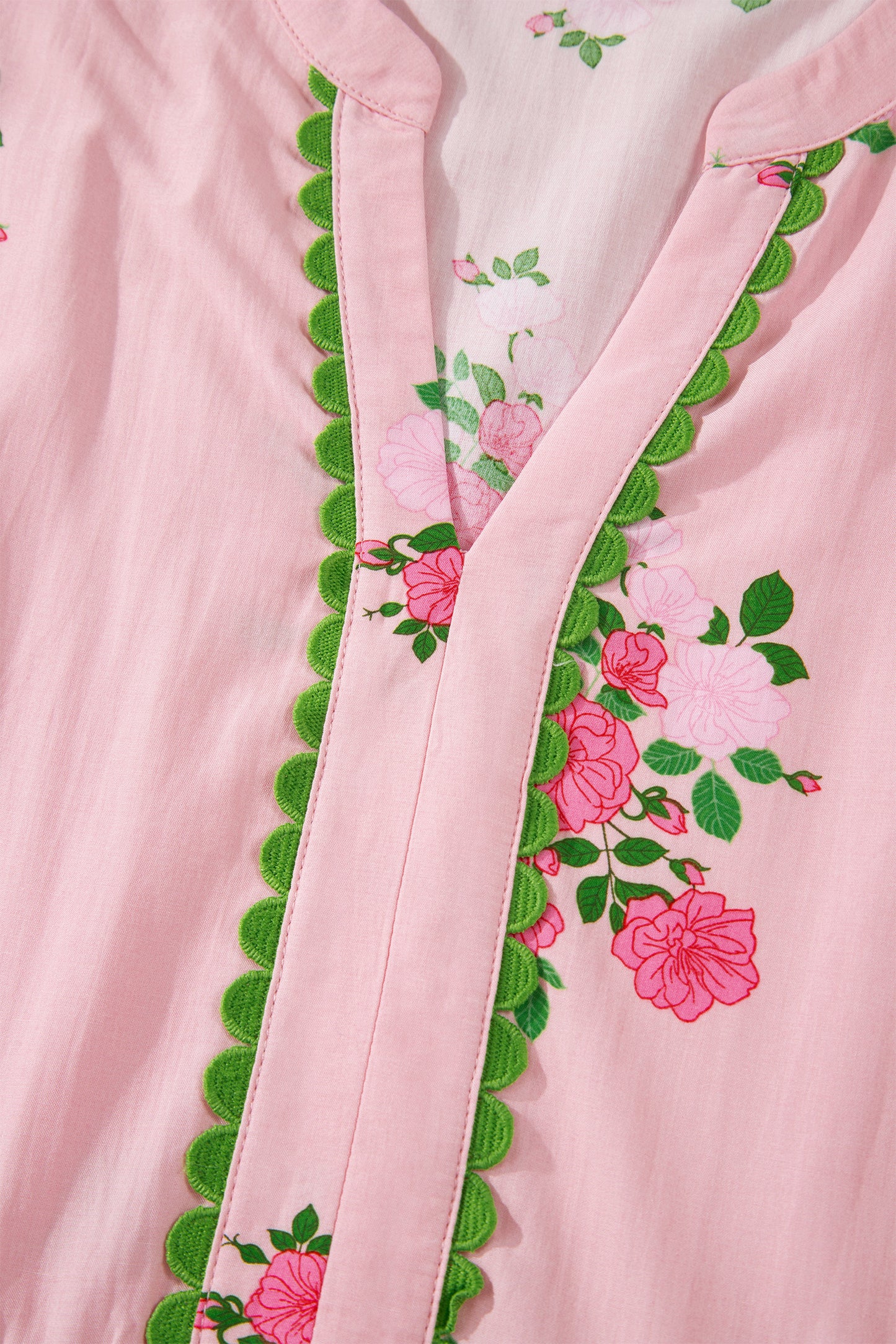 Pink Notched Neck Flutter Short Sleeve Floral Print Maxi Dress - Snoopy's Closet