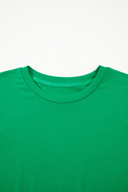 Bright Green Casual Plain Crew Neck Tee - Snoopy's Closet