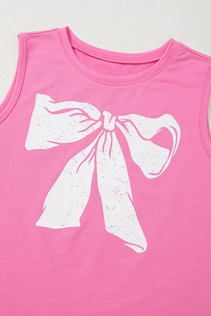 Sachet Pink Bow Print Boxy Fit Tank Top - Snoopy's Closet