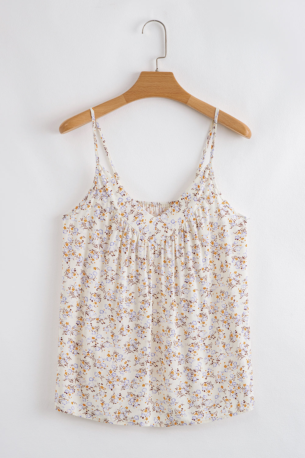 Apricot Boho Floral Spaghetti Straps Tank Top