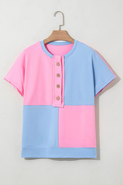 Camiseta con botones, cuello y dos tonos Myosotis