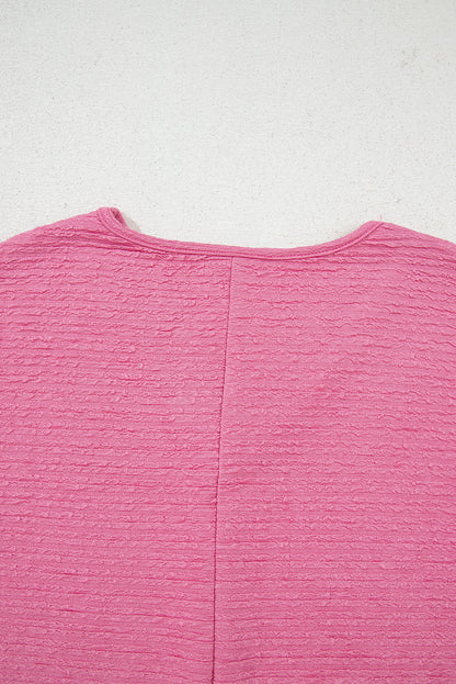 Pink Textured V Neck T Shirt and Shorts Set - Snoopy's Closet