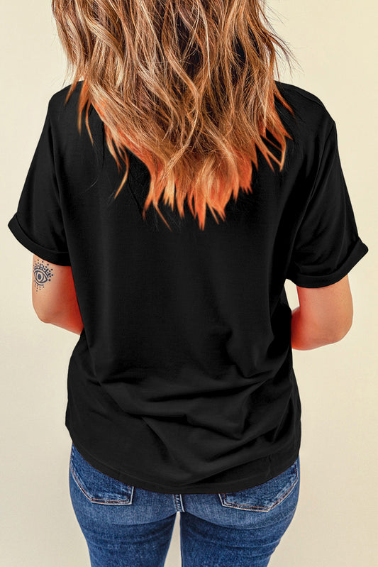 Black Casual Plain Crew Neck Tee - Snoopy's Closet