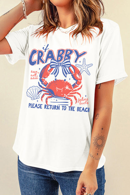 Camiseta blanca de tirantes finos con gráfico Crabby Vacation