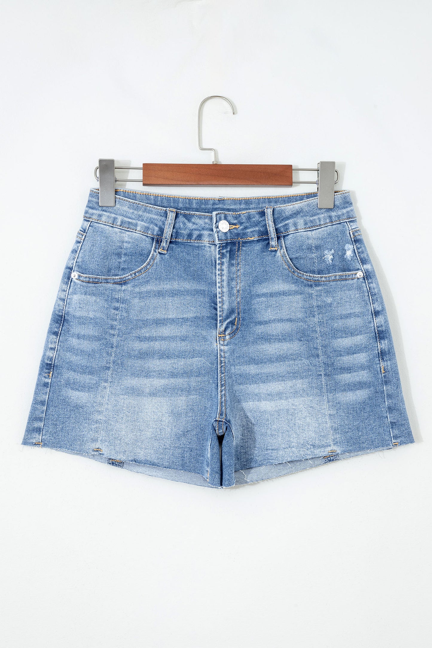 Shorts vaqueros Beau Blue Acid Wash con bajo sin rematar