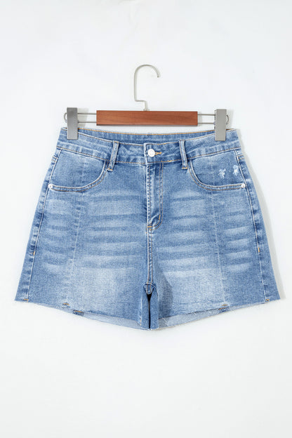 Shorts vaqueros Beau Blue Acid Wash con bajo sin rematar