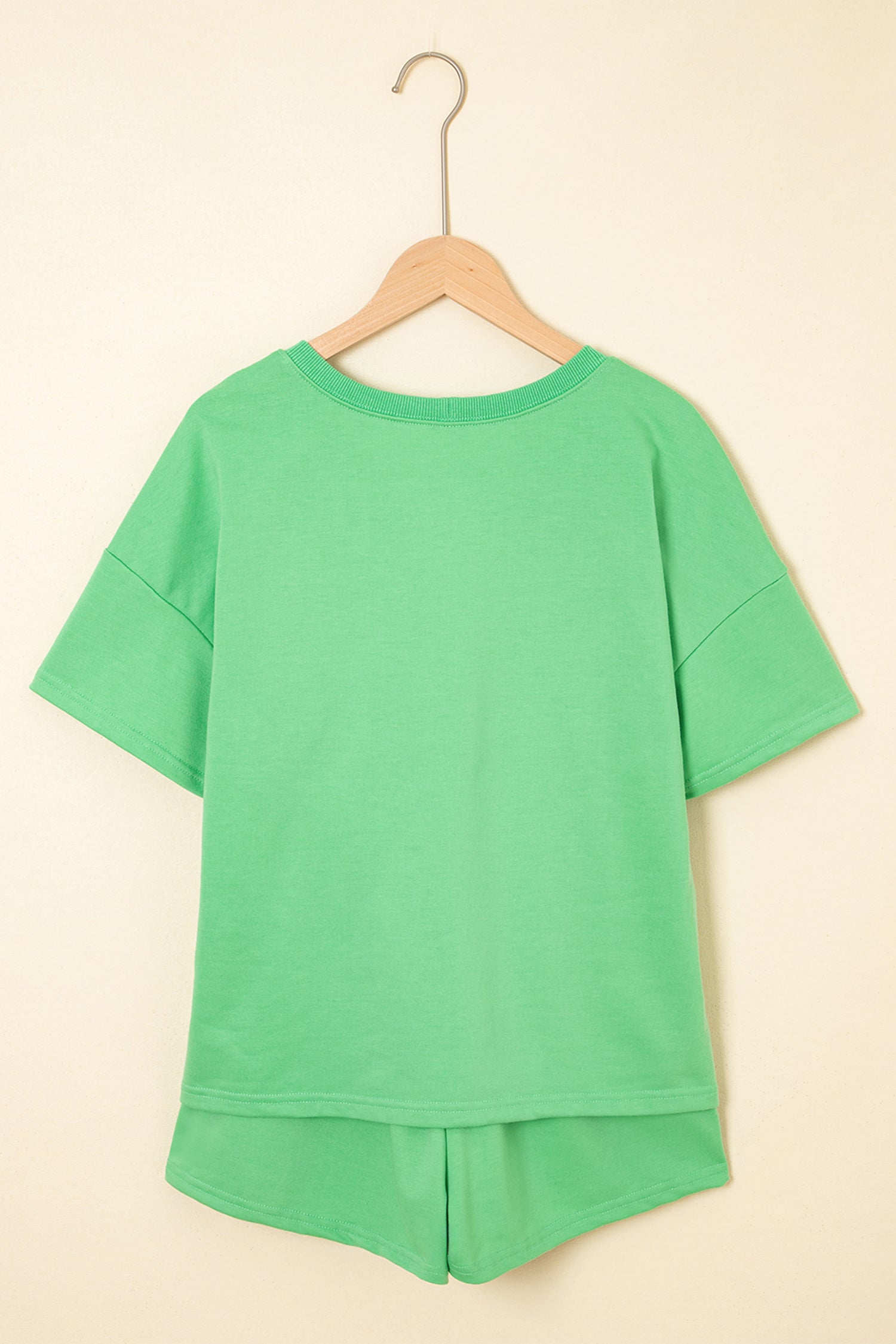 Mint Green Sequin Mardi Gras Mask V Neck Tee Drawstring Shorts 2pcs Outfit - Snoopy's Closet