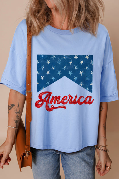 Myosotis America Fashion Print Relaxed T Shirt