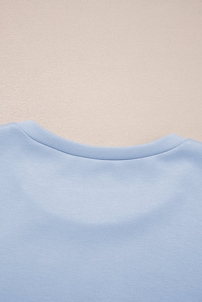 Beau Blue Puff Sleeve Pearl Embellished Scallop Trim Top 2 Piece Skort Set - Snoopy's Closet