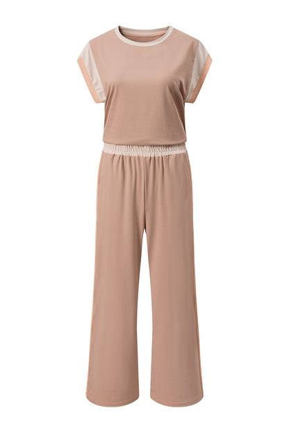 Smoke Gray Color Block Detail Casual Two-piece Set - Snoopy's Closet