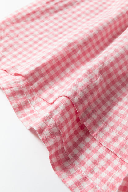 Pantalones cortos de talla grande con estampado de cuadros y ribete rosa en contraste