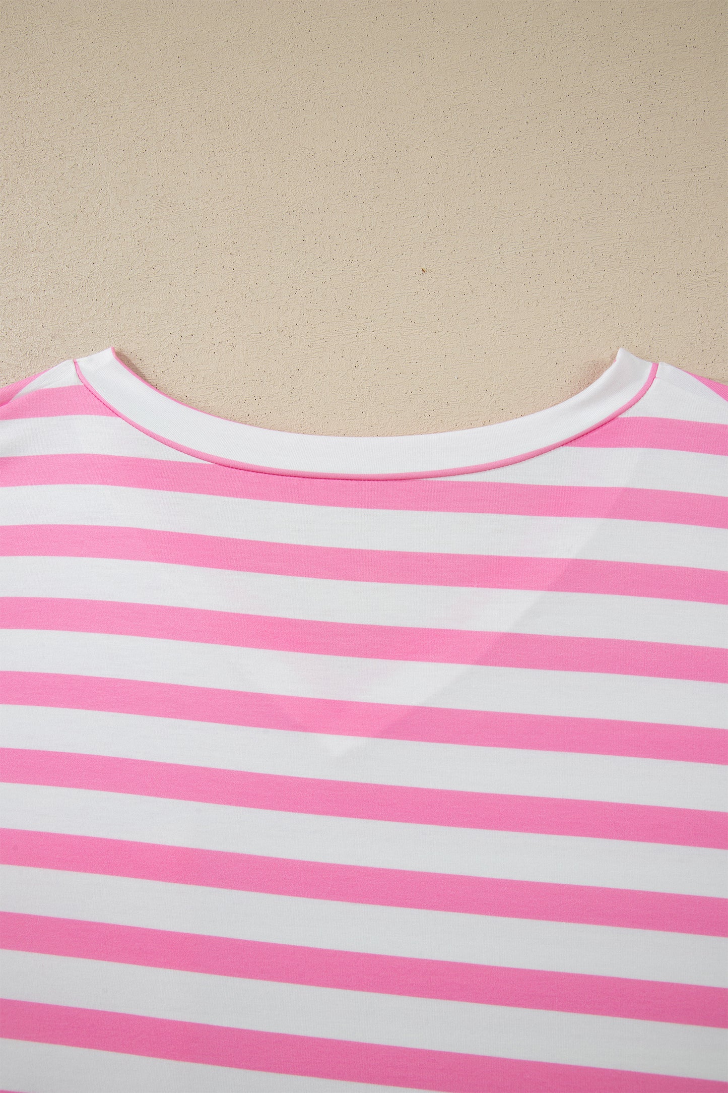 Pink Stripe Colorblock Patched Pocket V Neck Plus Size Tee - Snoopy's Closet