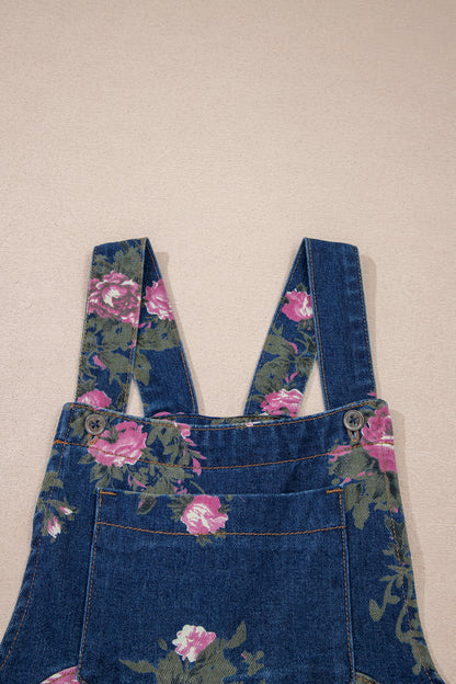 Mono vaquero plisado de pernera ancha y talle alto con estampado floral Blue Beau