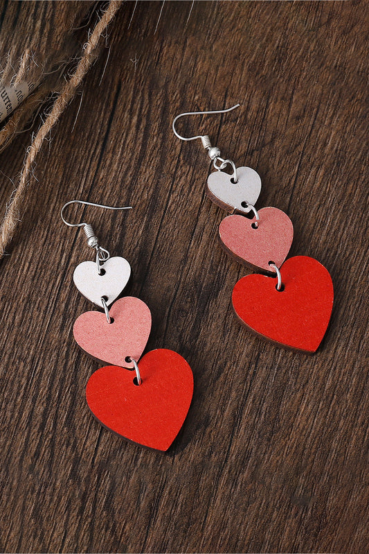 Red Valentines Day Heart Shape Tiered Dangle Earring - Snoopy's Closet