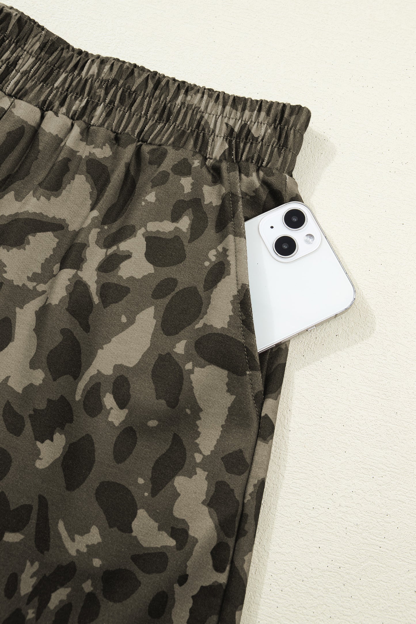 Brown Leopard Print Crew Neck Short Set - Snoopy's Closet