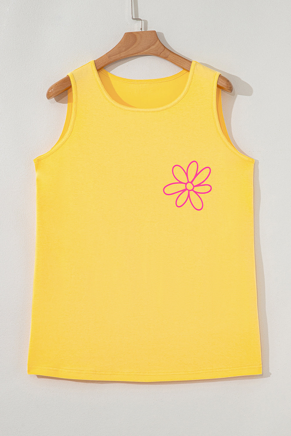 Yellow Cream Flower Graphic Casual Tank Top - Snoopy's Closet