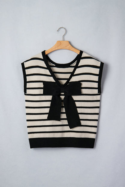 Jersey de manga corta con aplique de lazo de rayas negras