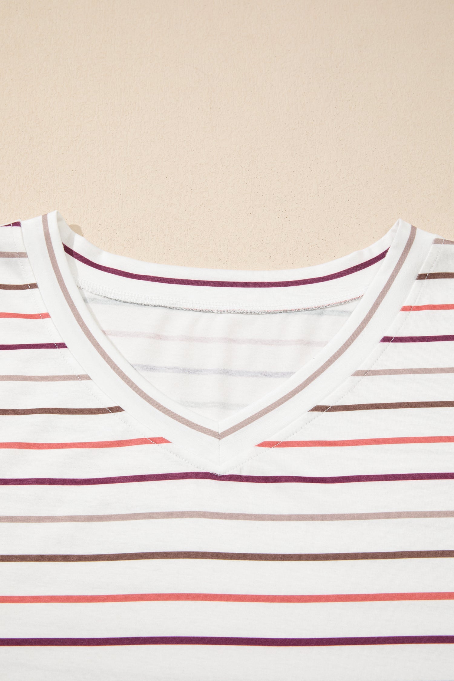 White Stripe V Neck Casual Plus Size Tee - Snoopy's Closet