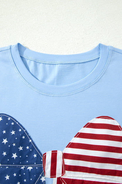 Minivestido de cambio Beau Blue patriótico con lazo grande cosido