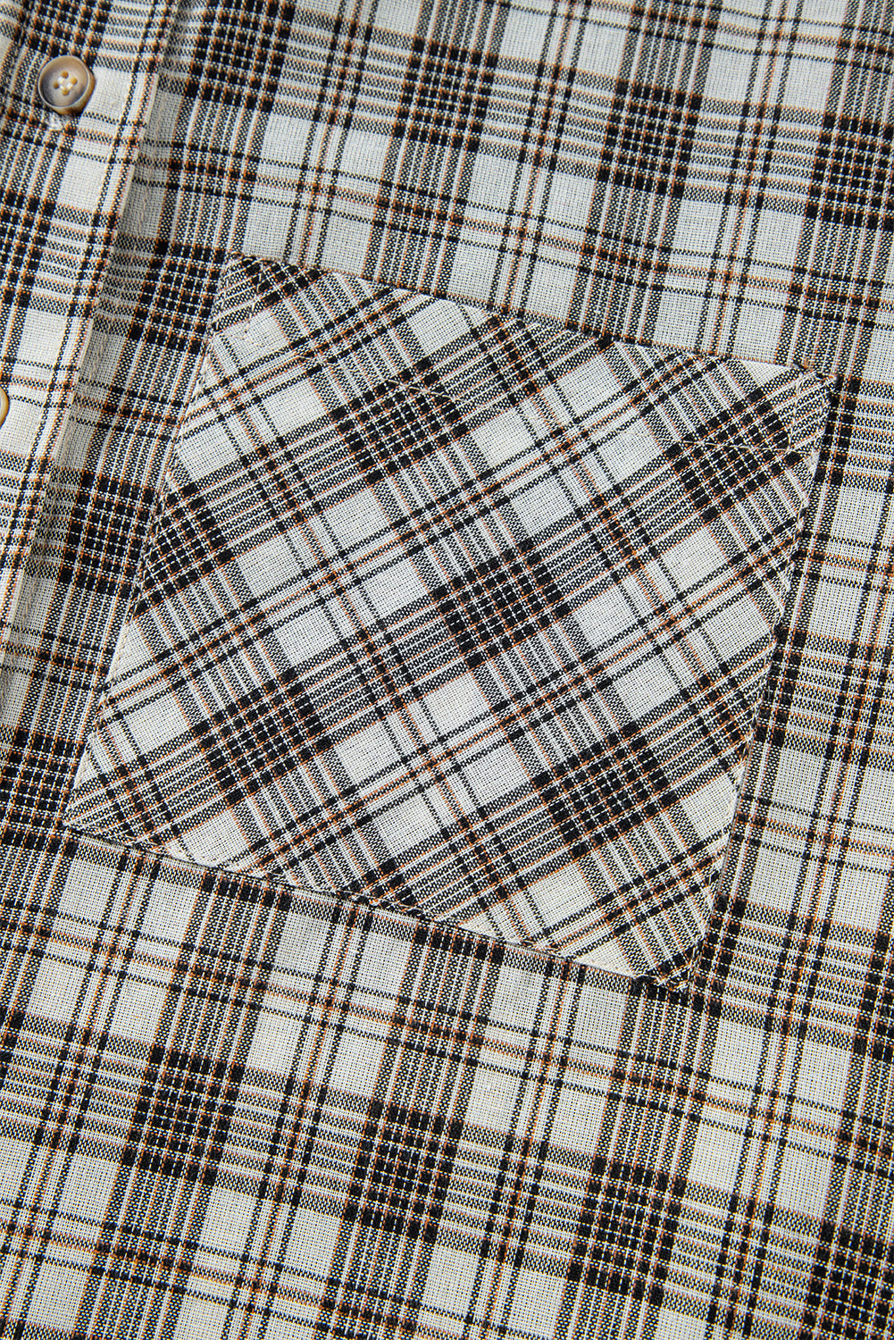 Camisa Chaqueta con Capucha, Estampado a Cuadros Negros, Corte Holgado y Botones