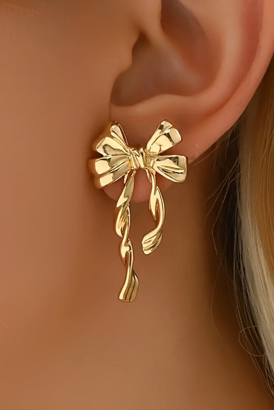 Gold Bow Knot Plated Alloy Stud Earrings - Snoopy's Closet