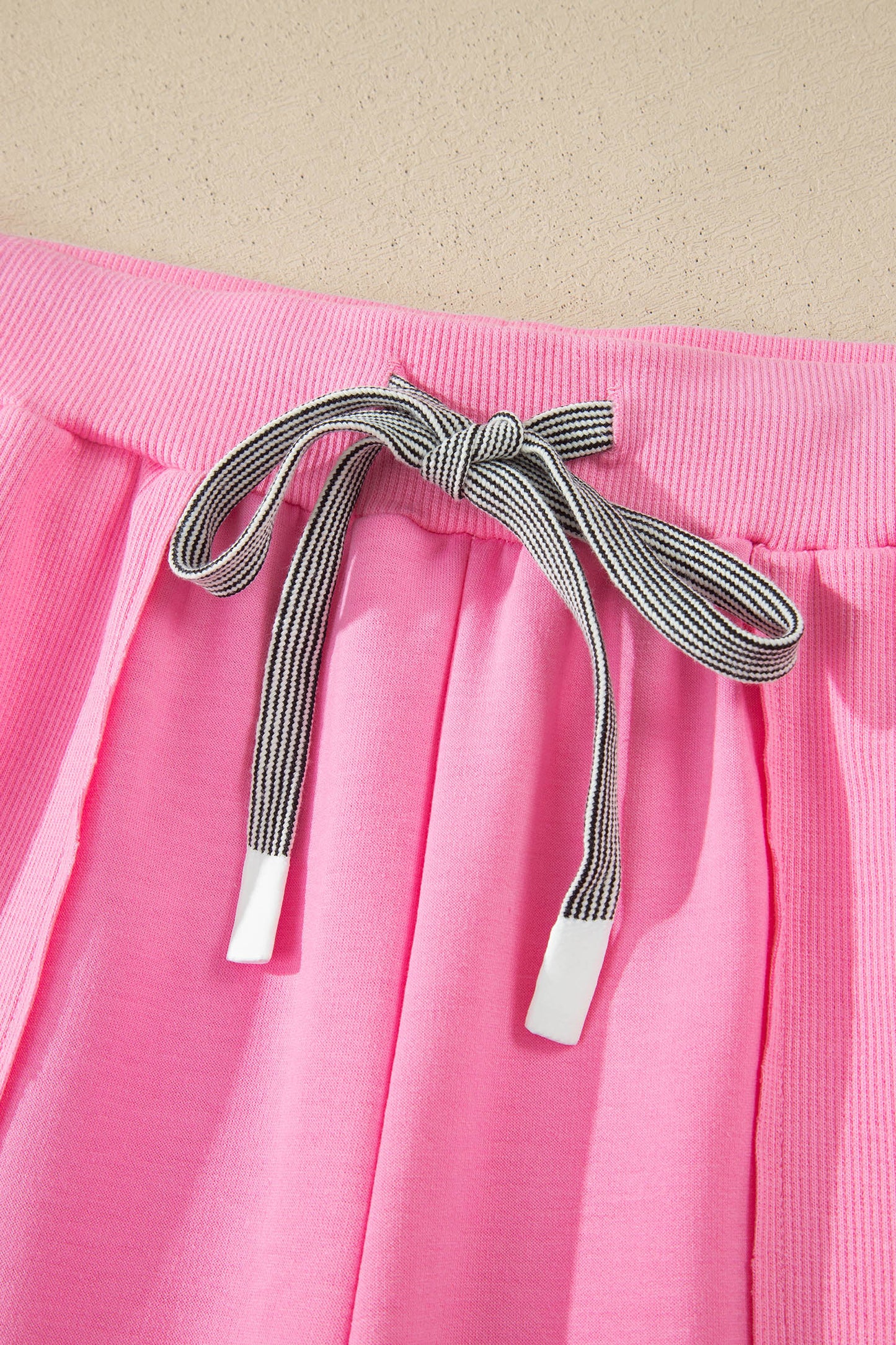 Sachet Pink V Neck Short Sleeve Top Drawstring Shorts 2pcs Set - Snoopy's Closet