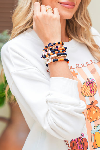 Russet Orange 7pcs Game Day Football Stackable Bracelet Set - Snoopy's Closet