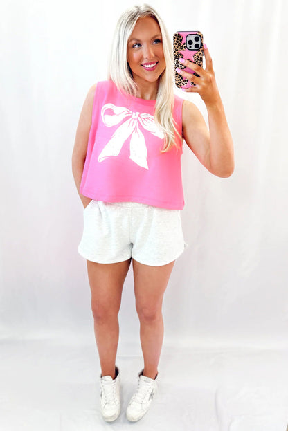 Sachet Pink Bow Print Boxy Fit Tank Top - Snoopy's Closet