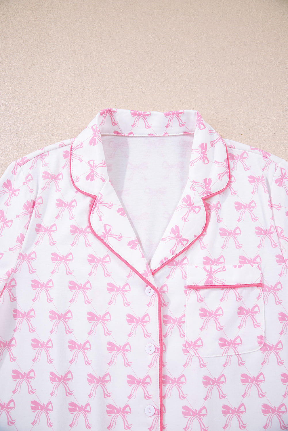 Pink Bow Print Long Sleeve Shirt and Pants Soft Pajama Set - Snoopy's Closet