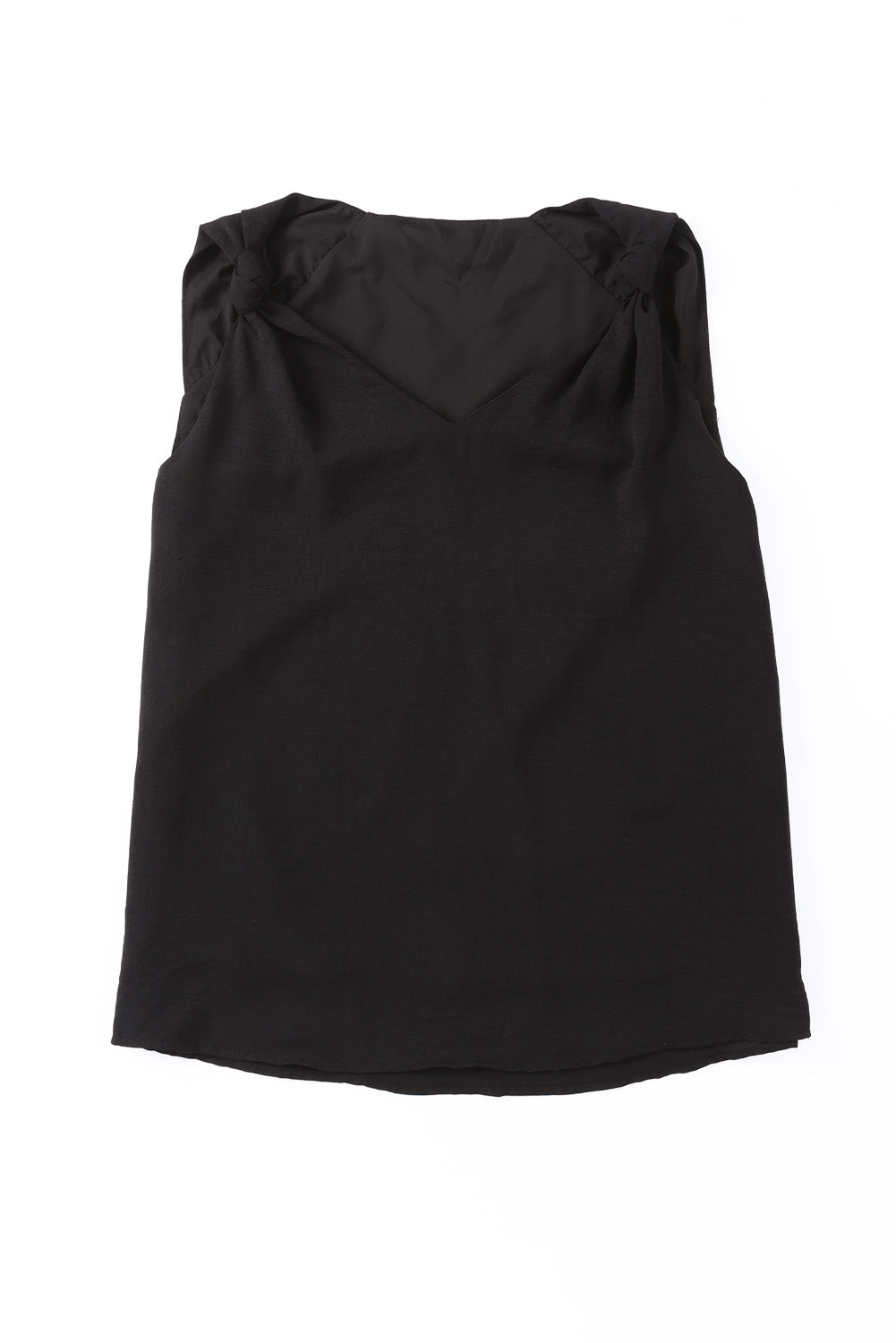 Black V Neck Knotted Shoulder Vest - Snoopy's Closet